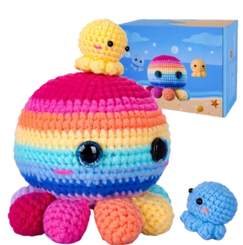 3 Colorful Octopus Crochet Kit