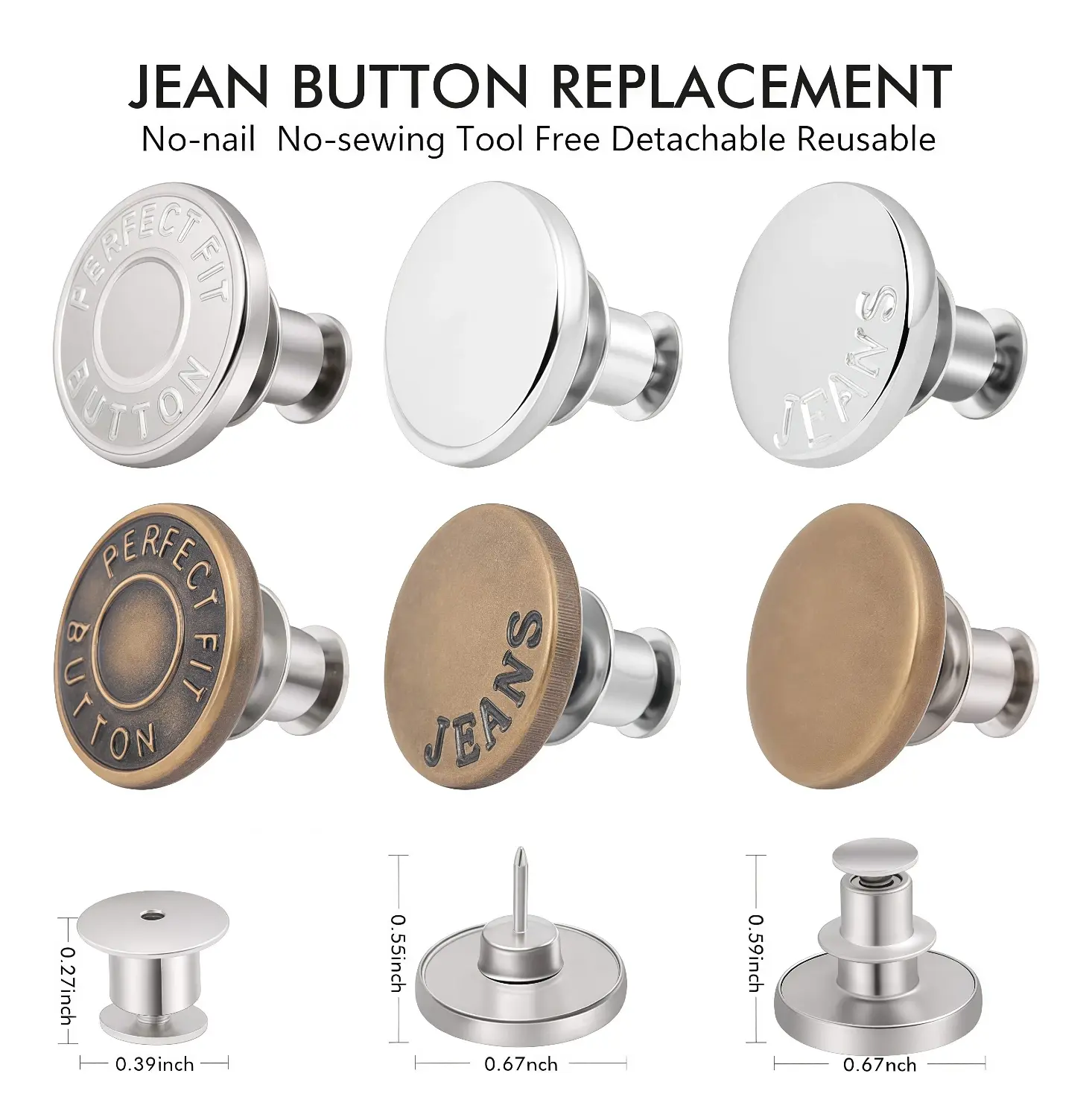 12 Sets Button Pins for Jeans - Image 2