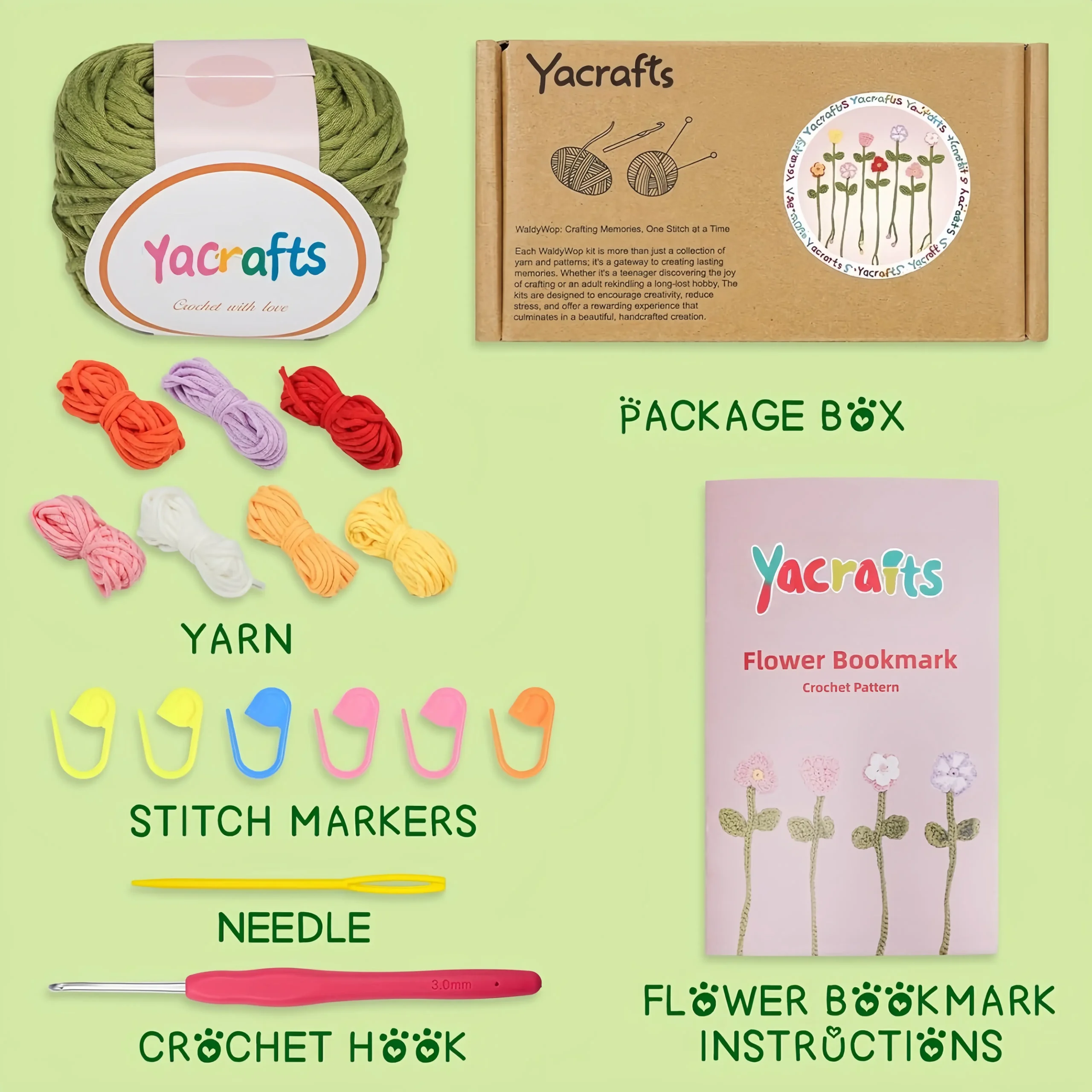 8 Flower Bookmarks Knitting Kit - Image 2