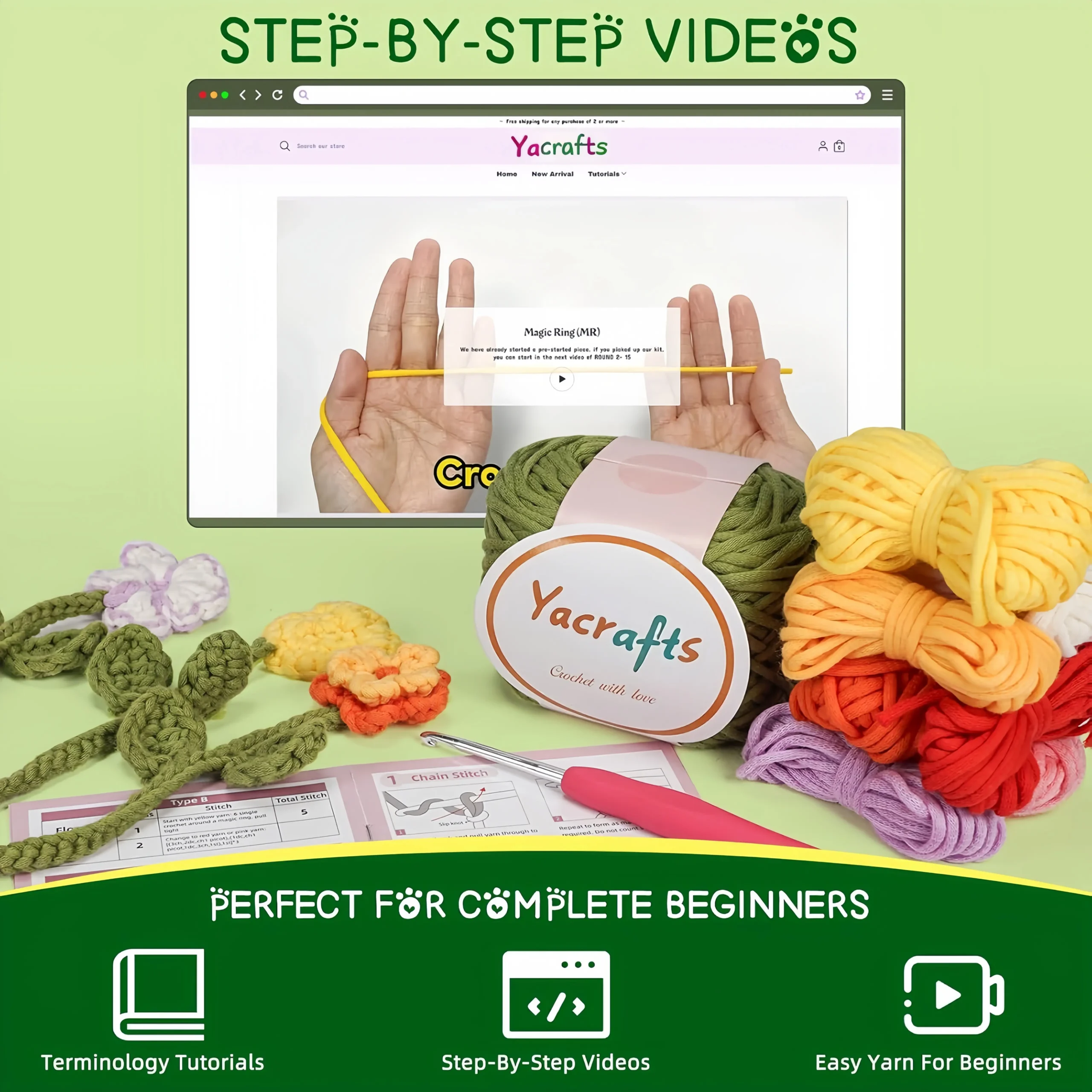 8 Flower Bookmarks Knitting Kit - Image 4