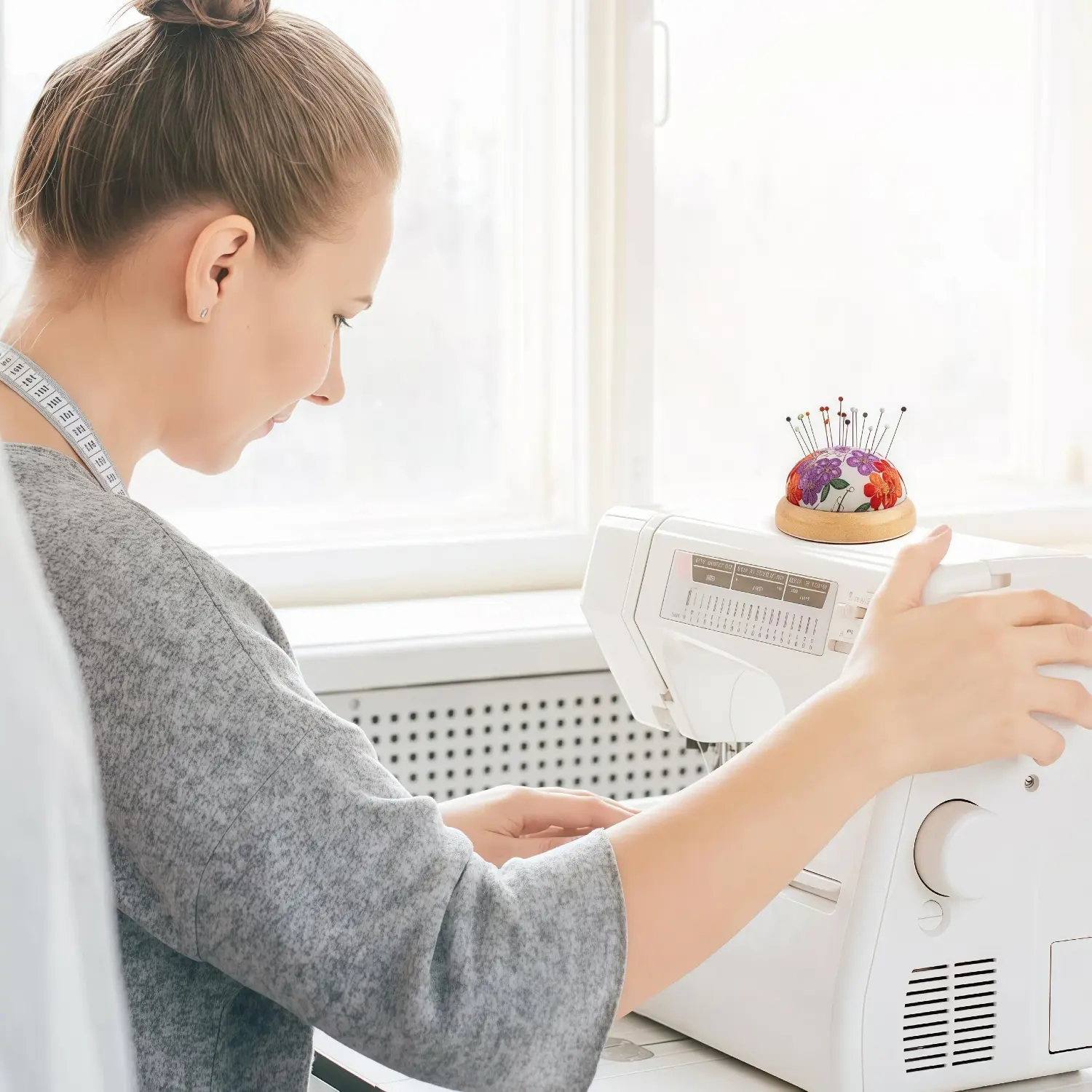 White/Blue Wooden Base Needle Pincushions - Image 6