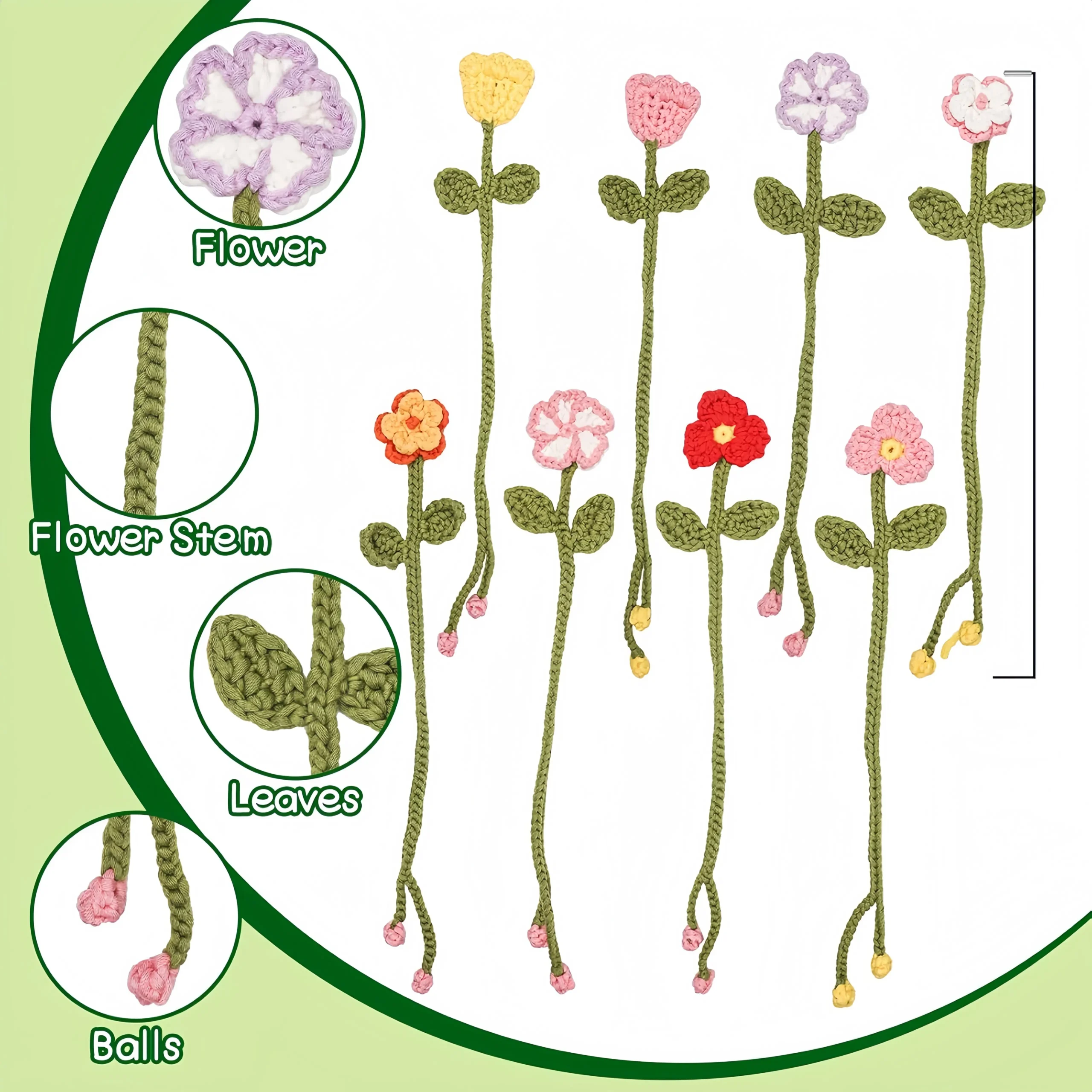 8 Flower Bookmarks Knitting Kit - Image 5