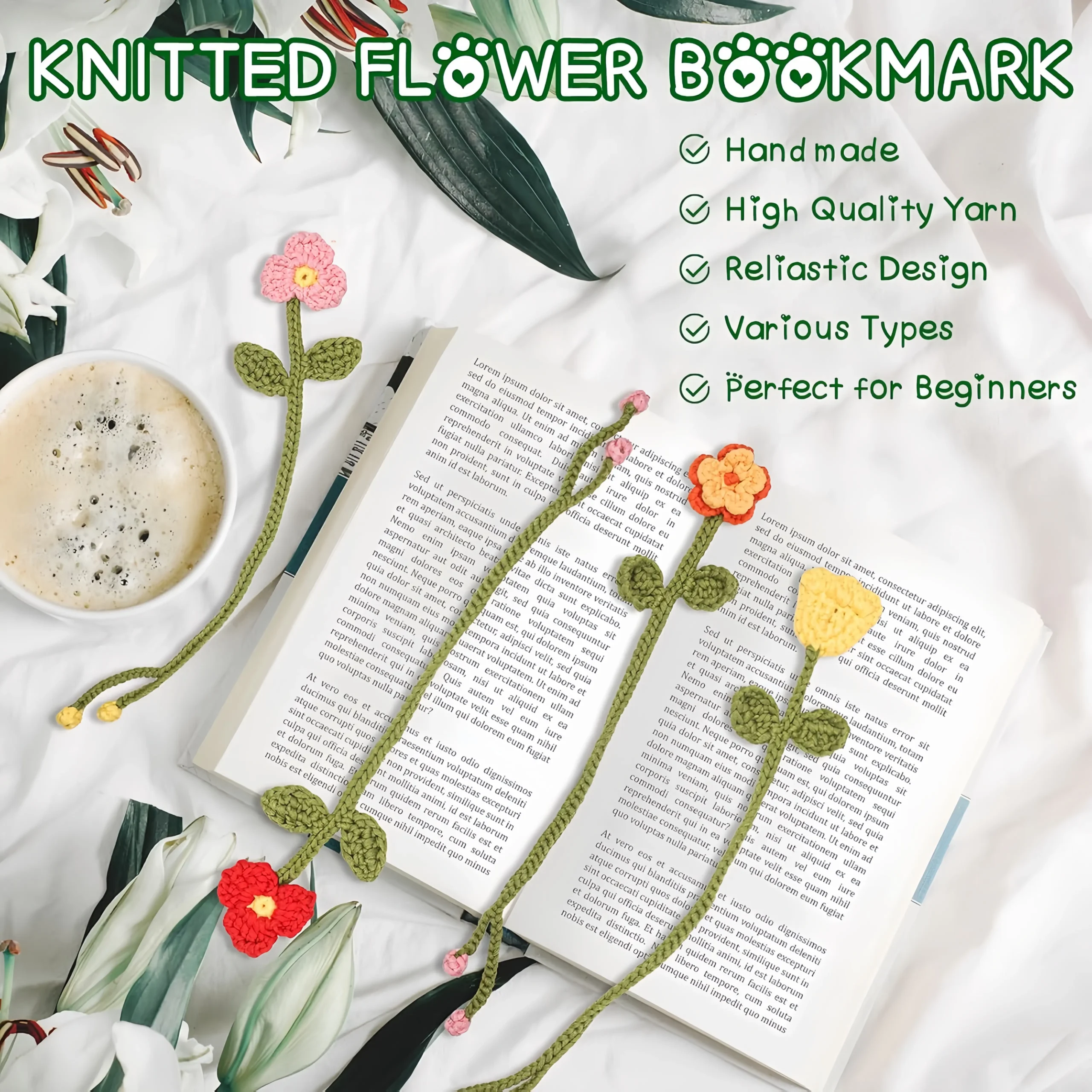 8 Flower Bookmarks Knitting Kit - Image 6