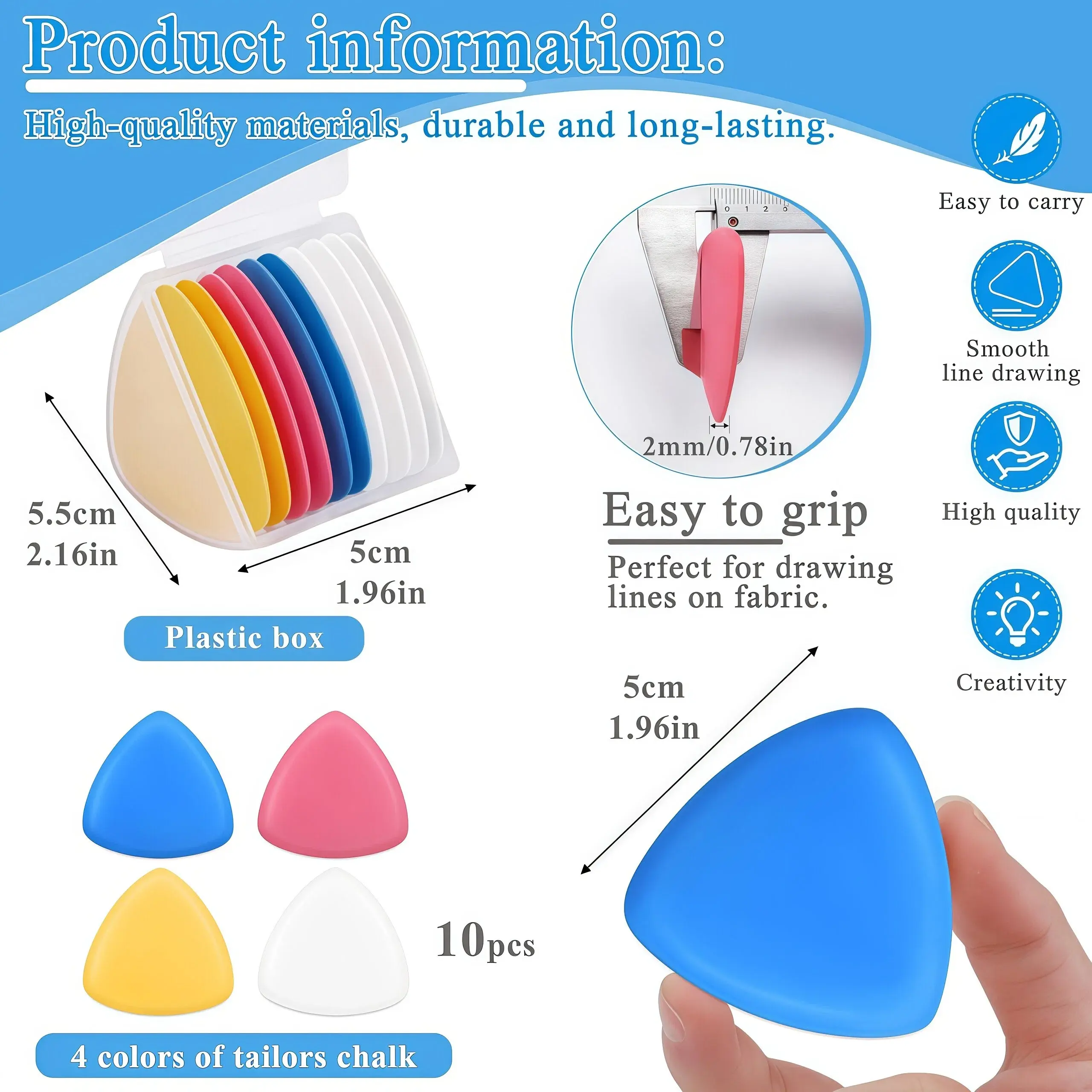 10Pcs Triangle Tailors Chalk - Image 2