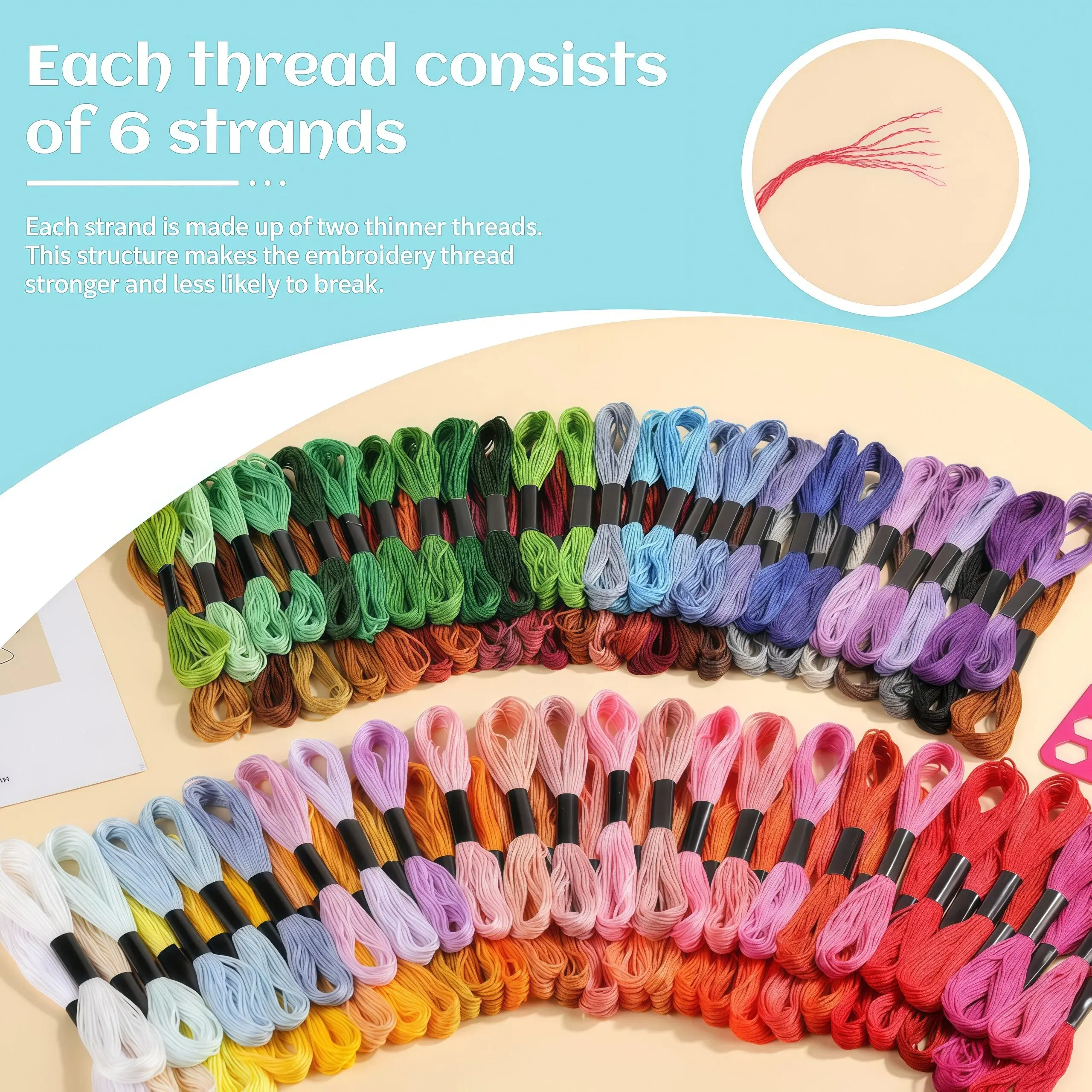 100 Color Embroidery Thread - Image 2