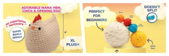 DIY Amigurumi Chicken & 2 Baby Chicks Set