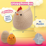 DIY Amigurumi Chicken & 2 Baby Chicks Set