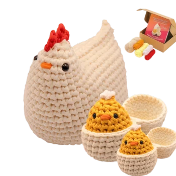 DIY Amigurumi Chicken & 2 Baby Chicks Set